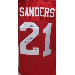  Deion Sanders Autographed Pro Style Red Jersey with 