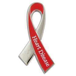 Heart Disease Red Ribbon Lapel Tac Pin  