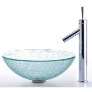  Kraus Broken Glass Vessel Sink and Bruno Faucet Oil Rubbed 