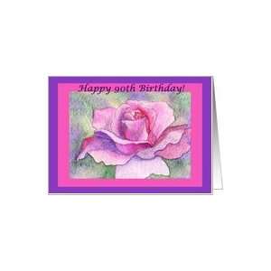  Happy 90th Birthday  Rose Card Toys & Games