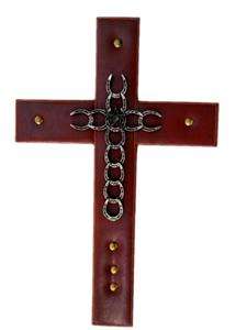 Western Decorative Faux Wall Cross w/ Horseshoes accent  