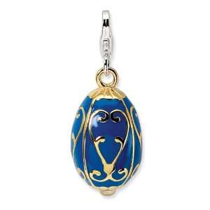   Silver Gold plated Enameled Blue Egg w/Lobster Clasp Charm Jewelry