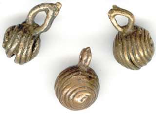 THREE BEADS THAT MAKES SUND OR BELL FROM EARLY BRONZE BEGINNING OF 