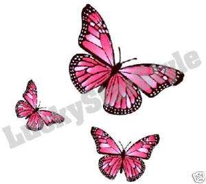 Nail Decals Art Set of 20   Pink Monarch Butterflies  