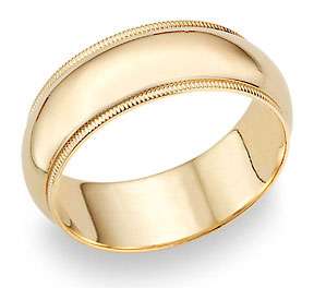14k Yellow Gold Ring Milgrain Mens Wedding Band 9MM S12  