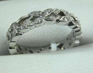 Platinum Diamond Wedding Band by Renaissance Delicate Hand Pierced 