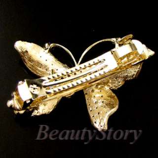    rhinestone crystal butterfly hair barrette clip wedding
