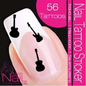  Nail Tattoo Sticker Music / Notes / Guitar   black Beauty