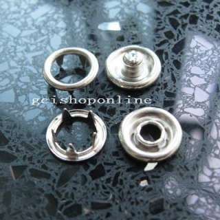 100 Sets 3/8 Nickel Open Ring No Sew Snaps Fasteners MIX and style