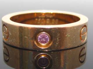   18K PINK GOLD SAPPHIRE LOVE RING BAND CERTIFICATE SIZE 56 7.5  