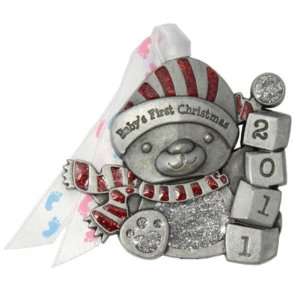  Gloria Duchin Pewter Babys First Teddy Ornament with 2011 