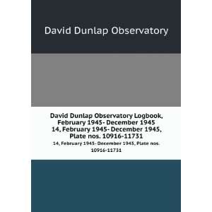   December 1945, Plate nos. 10916 11731 David Dunlap Observatory Books