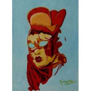  Venetian Mask, Original Painting, Home Decor Artwork 