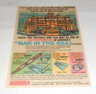 1970 Aurora SEALAB III Man In The Sea contest ad page  