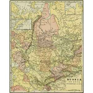  Cram 1892 Antique Map of Russia in Asia
