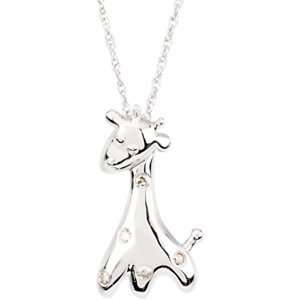  Gert The Giraffe Waggles Pendant With Chain 14K White 17 
