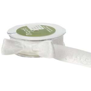  May Arts 7/8 Inch Wide Ribbon, White Embroidery Arts 