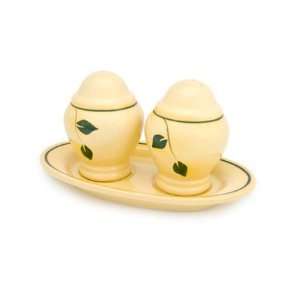  Polish Pottery Amber Vine Salt & Pepper Shakers with Plate 