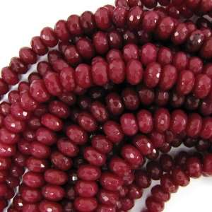  5x8mm faceted ruby red jade rondelle beads 8 strand