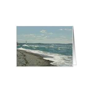  White Cap Beach Waves Race Onshore, Blank Card Card 