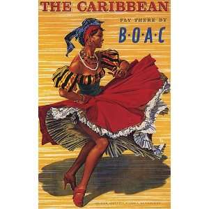 GIRL DANCE DANCING THE CARIBBEAN CARIBE VINTAGE POSTER CANVAS REPRO 