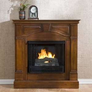 SEI Sussex Braid Brown Mahogany Gel Fuel Fireplace, , 42 W x 14 D x 