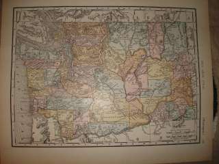 ANTIQUE MAP WASHINGTON STATE ALASKA SUPERB DETAIL NR  