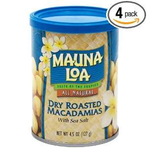 Mauna Loa Macadamias, Dry Roasted with Sea Salt, 4.5 Ounce Containers 