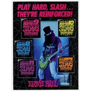  1993 Guns N Roses Slash Ernie Ball Strings Photo Print Ad 