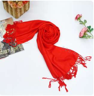Pashmina Women Warm Silk Solid Scarf Cape Wrap Shawl red  xmas gift 