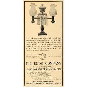 1907 Ad Enos Lighting Fixtures Lamps Bigelow Kennard   Original Print 