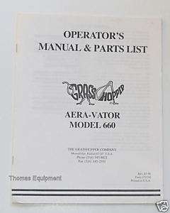 Grasshopper Mower Manual Parts List Aera Vator 660  
