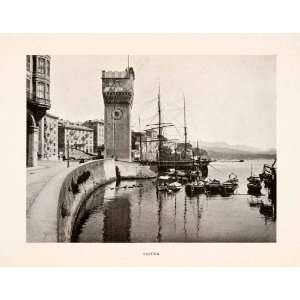  1905 Halftone Print Seaport Savona Italy Riviera Liguria 