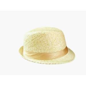  Straw Panama/Tweed Fedora Hat w/ Feather Toys & Games