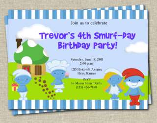 Smurfs Inspired U PRINT Birthday Party INVITATION  