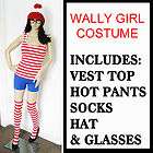 WALLY GIRL SEXY FANCY DRESS COSTUME COMPLETE OUTFIT STRIPEY HAT TSHIRT 