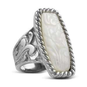 Carolyn Pollack Sterling Silver Carved Mother of Pearl Rodeo Romance 