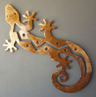 Extra Large Gecko Lizard Metal Wall Art Rust Finish  