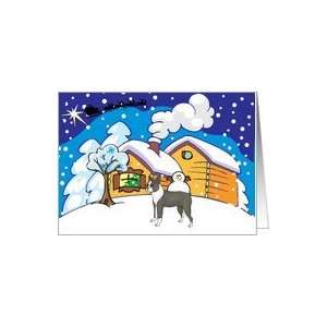 Boston Terrier Log Cabin Christmas Card Card