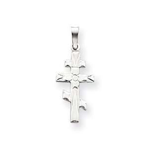  3/4in Eastern Orthodox Cross   14kt White Gold Jewelry