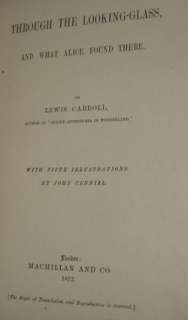 ALICE IN WONDERLAND Looking Glass FIRST EDITION 1872  