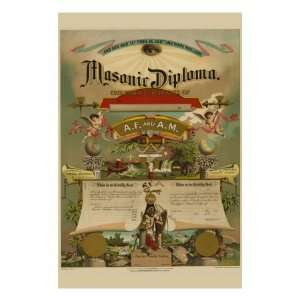 Symbols   Masonic Diploma Premium Poster Print, 18x24