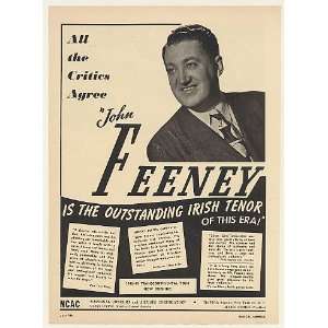  1948 Irish Tenor John Feeney Photo Booking Print Ad (Music 