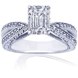 com 1.35 Ct Emerald Cut Diamond Antique Style Engagement Ring Vintage 