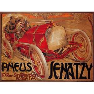   CAR RACE TIRE BRUXELLES SMALL VINTAGE POSTER REPRO