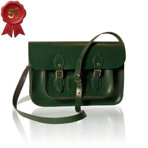 Vintage British Leather Satchel hand crafted from British Racing Green 