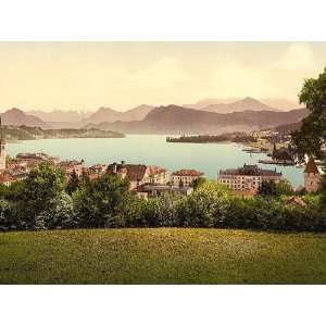 com Vintage Travel Poster   The lake and panorama of the Alps Lucerne 