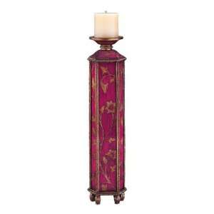    Large Candleholder in Red   Floral Paisley Pattern