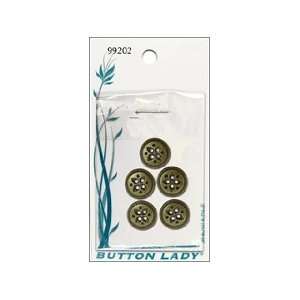  JHB Button Lady Buttons Antique Brass 5/8 5pc (6 Pack 