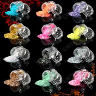 Professional 12 Color Super Shine Glitter Paillette Mix Dust Powder 